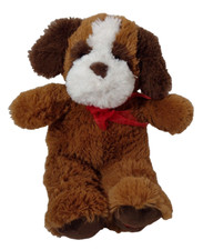 2015 Brown Puppy Dog Plush Valentines Gift Love Red Sheer Bow 16" Kellytoy Soft