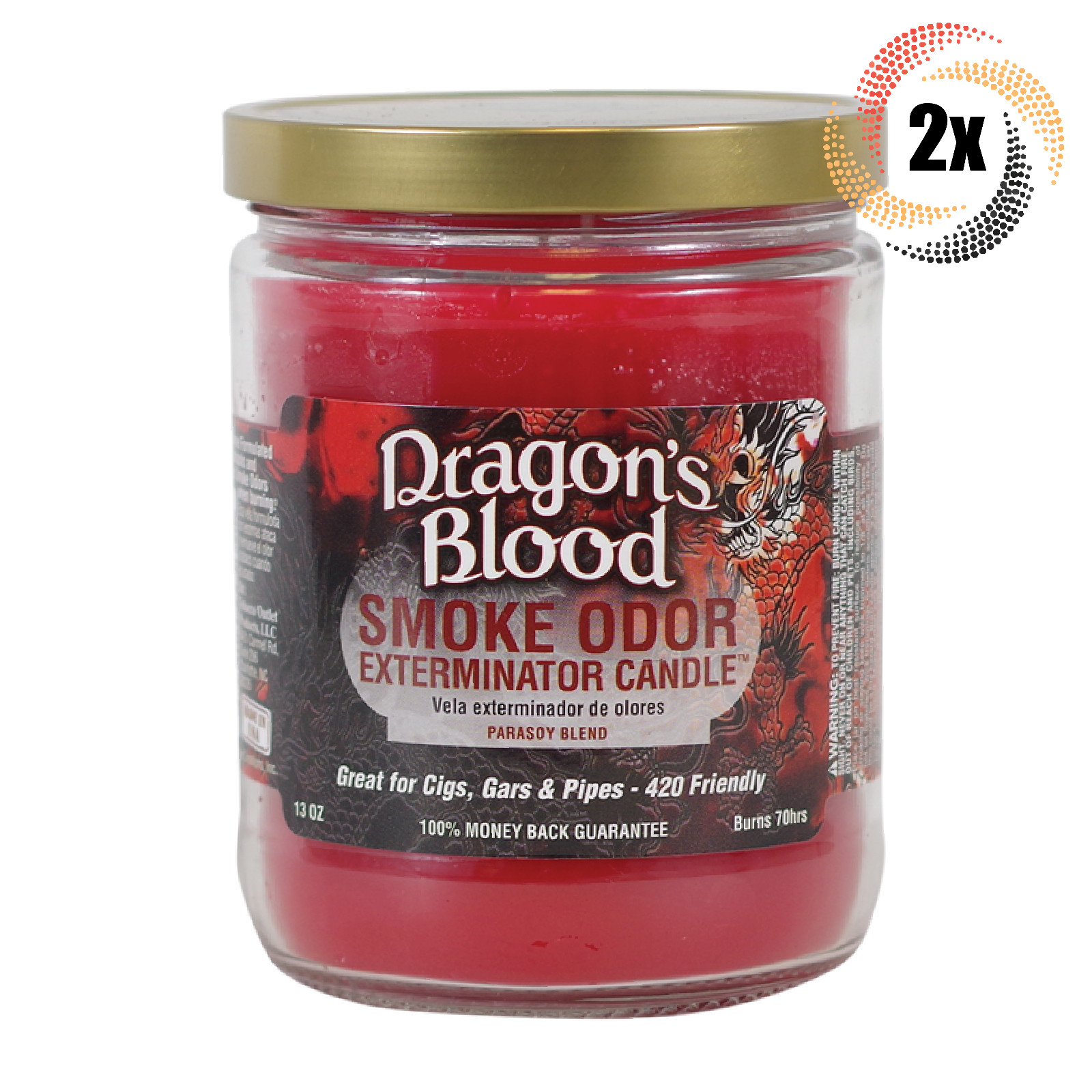 2x Jars Smoke Odor Dragons Blood Smoke Exterminator Candles 13oz 70 Hr Burn 6990₽