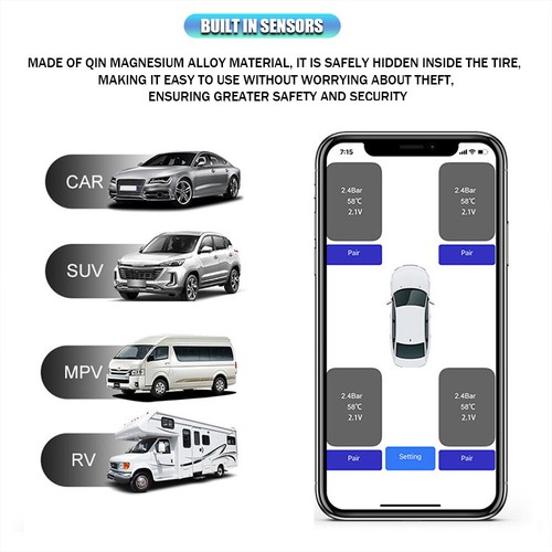 Tire Pressure Tester Real Time Anti Theft Tire Pressure Sensor For Android/IOSm - Picture 3 of 19