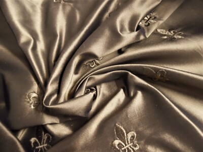 SILK TAFFETA~FLUER DE LIS~EXPRESSO BROWN~12''x27''~MARDI GRAS COSTUMING DOLLS