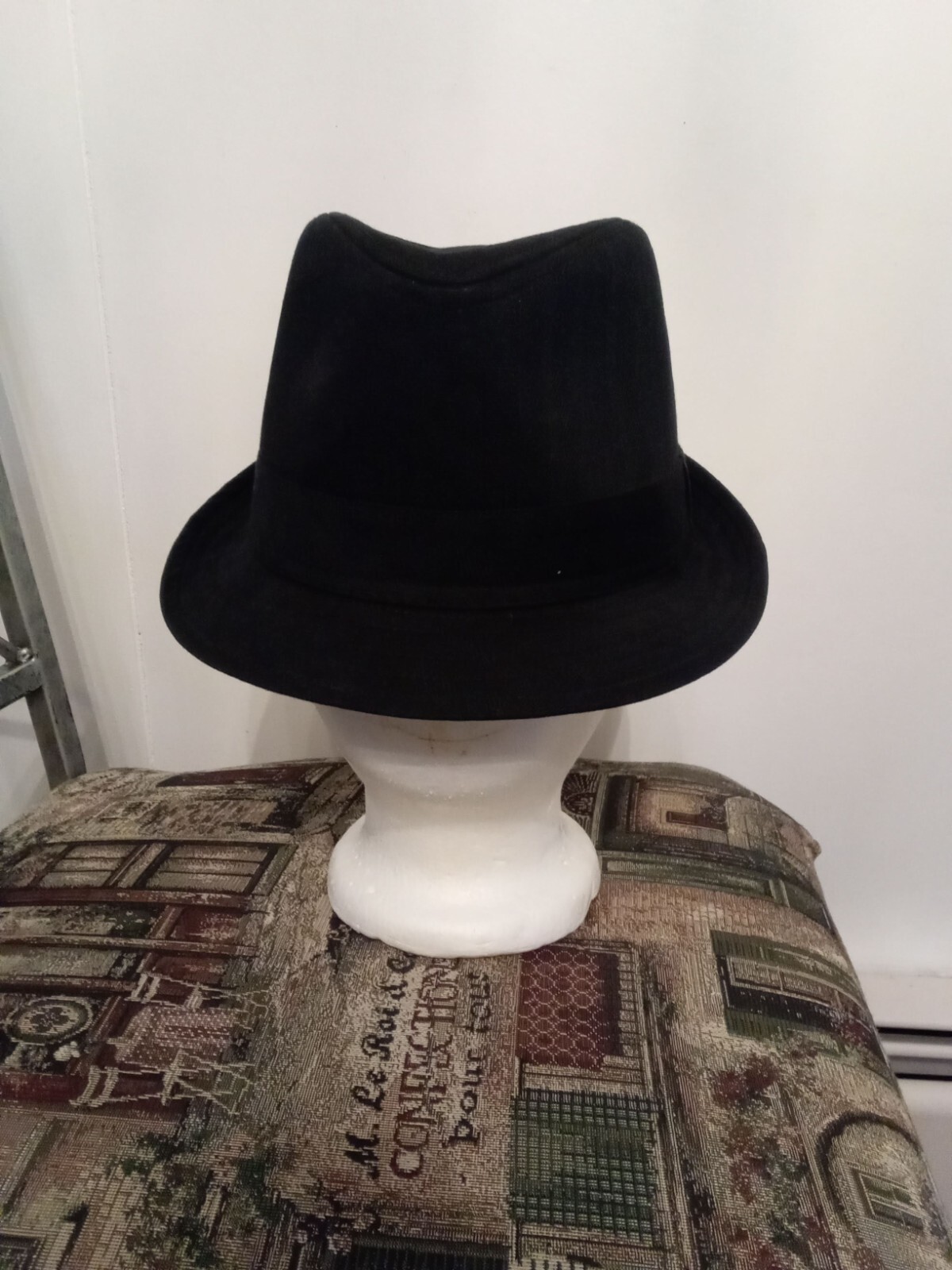 Men's Classic Fedora Quality Basic Black Fabric T… - image 12
