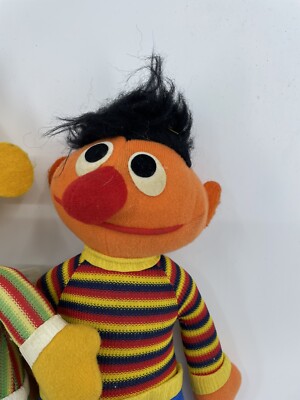 Vintage Knickerbocker 1980s Bert and Ernie Plush Dolls Sesame