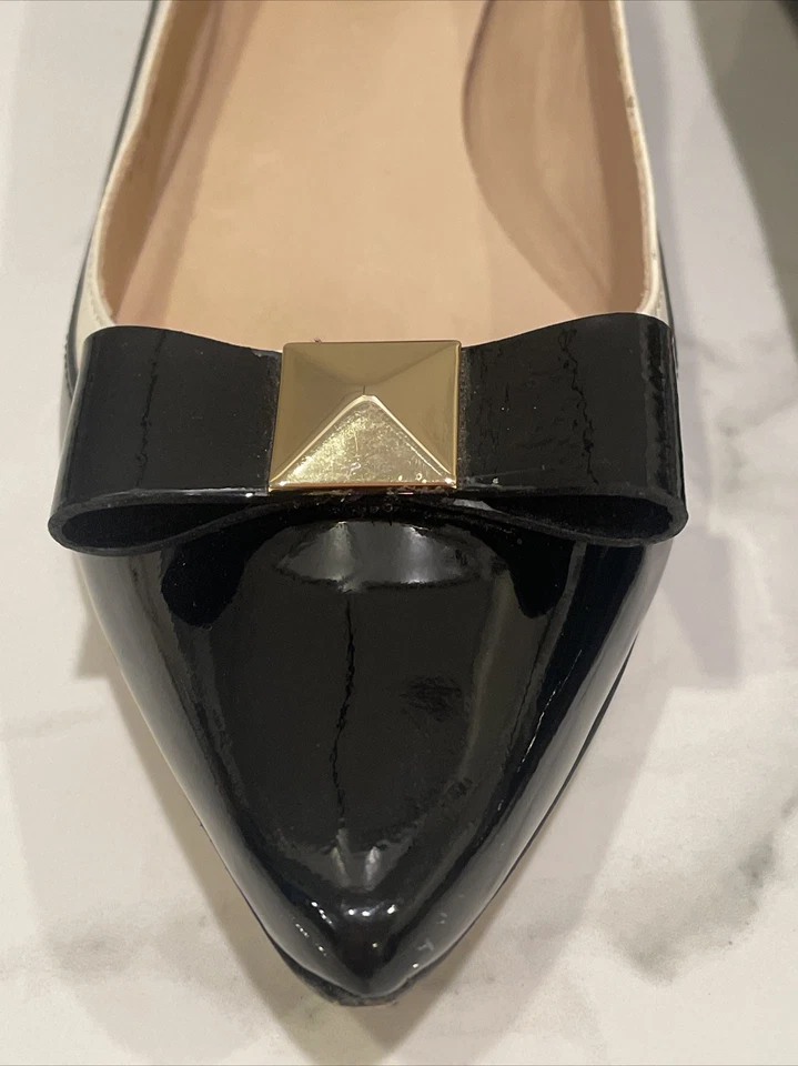 Черные и кремовые кожаные туфли-лодочки Kate Spade модель New York модель Anika цвет наппа с заостренным носком размер 8,5 - Изображение 4 из 4