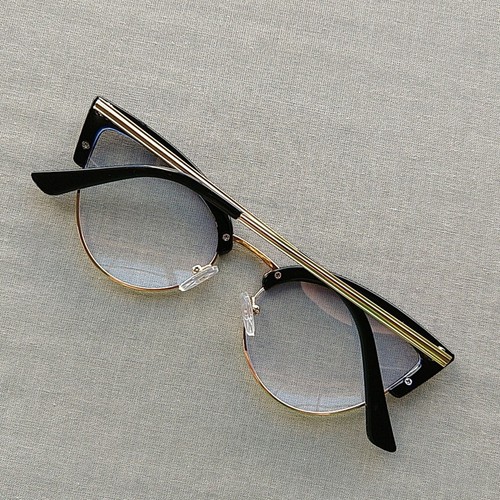 Black Cat Eye Half Frame Glasses retro style anti-blue light computer specks Cu - Picture 2 of 10