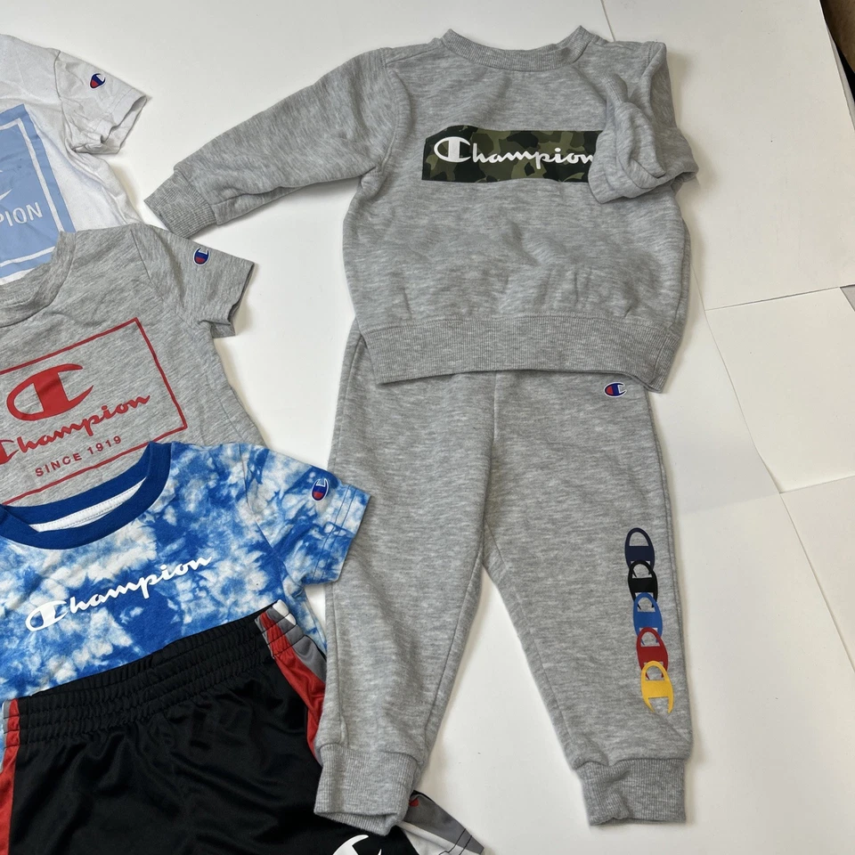 Champion Niños Ropa Lote 5 piezas Niños Camisas Pantalones Cortos Sudadera Paquete Talla 2T-12 Foto 2 de 4