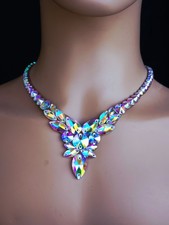 Crystals AB Ballroom Dance Necklace: Hypoallergenic Wedding Jewelry
