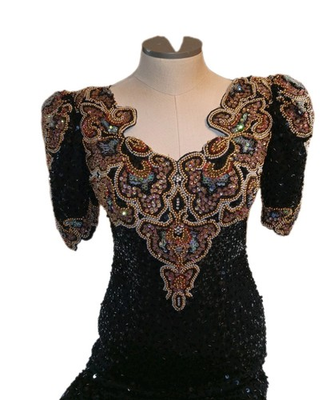 #ad #ad Vintage Landa Evening Gown Size 10 Silk Back Cut Out Bedazzled Sequin Awards $149.99