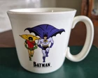 Rare Vintage 1966 Batman Robin Salem Milk Glass Coffee Mug DC Comics
