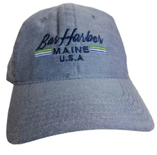 Bar Harbor Maine Hat Adj Strapback Cap Blue Denim