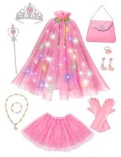 Light Up Princess Dress Up for Girls 3 4 5 6, Toddler Dress Up Royal Pink