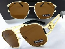Men Classy Elegant Vintage Retro Hip Hop Rapper SUNGLASSES Gold Frame Brown Lens