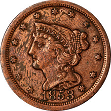 1853 Braided Hair Half Cent