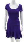 Diane Von Furstenberg Women Fit & Flare Dress Purple Square Neck Size S