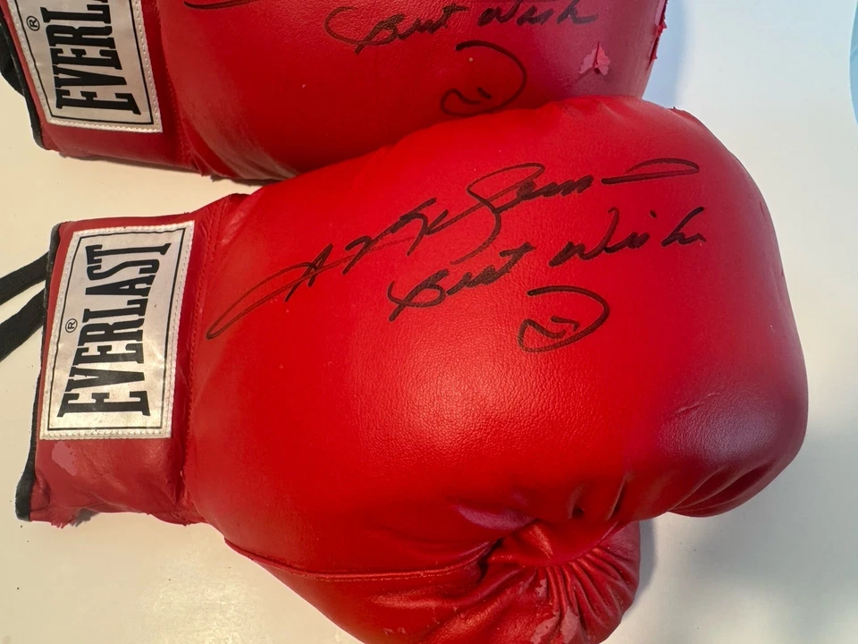 GUANTE DE BOXEO FIRMADO AUTOGRAFIADO POR SUGAR RAY LEONARD PAR IZQUIERDO Y DERECHO Foto 2 de 3
