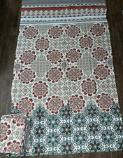 Curtains Set Of 4 Panels 49x82 Bohemian Pattern Coral Gray Teal Rod Pocket 2 Way