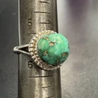 Vintage STERLING SILVER Round TURQUOISE Ladies RING 4.7g Size 6