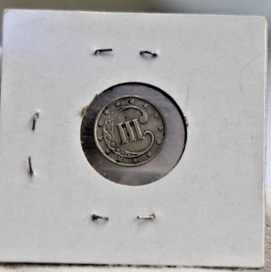 1852 US Silver 3 Cent Piece (Trime) Fine (Cleaned) - Image 2 of 2