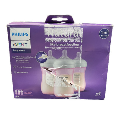 Philips Natural Baby Bottle Pink 9oz 3pk SCY90313 - New Damaged Box