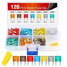 Nilight 120Pcs Blade Fuses Assortment 5, 7.5, 10, 15, 20, 25, 30 AMP Regular
