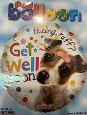 Round Shaped Get Well Soon Dog Balloon NEW 18”