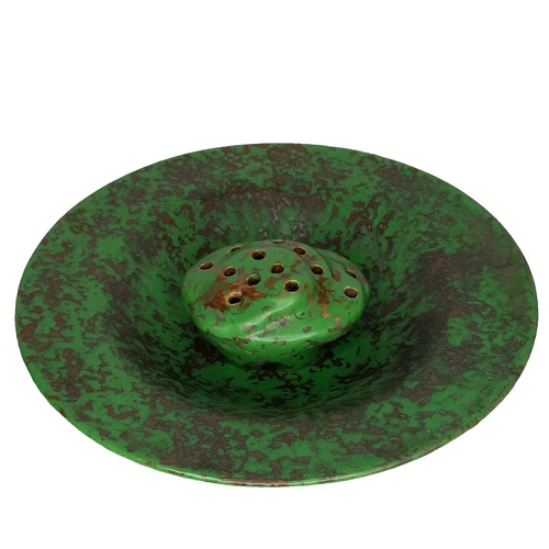 WELLER COPPERTONE ART POTTERY CONSOLE BOWL WITH FLOWER FROG 1920'S