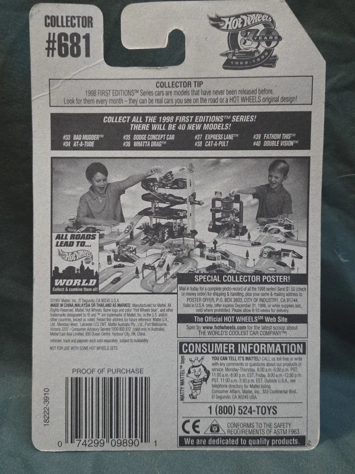 Hot Wheels 1998 First Editions #38 of 40 Cars Cat-A-Pult Collector #681 Red - Image 2 of 3