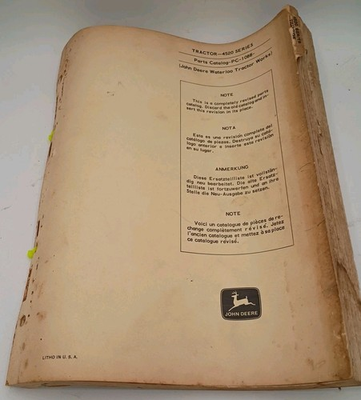#ad John Deere 4520 Tractor Parts Catalog PC 1088 PC1088 1969 Printing $39.99