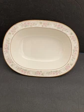 Noritake 9722 WILLOWBROOK 10 3/8" Oval Vegetable SERVING Bowl Pink Blu Gold Trim