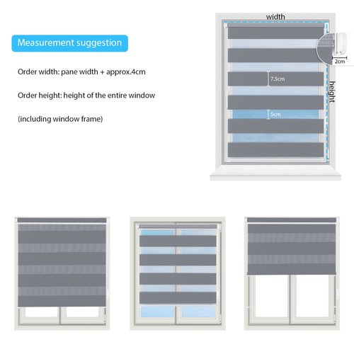 Doppelrollo Duo Rollo Klemmfix ohne Bohren blickdicht Fensterrollo Zebrarollo - Zdjęcie 33 z 77