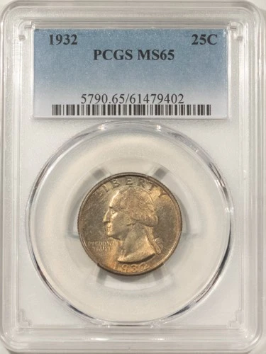 1932 WASHINGTON QUARTER - PCGS MS-65, PLEASING ORIGINAL GEM!