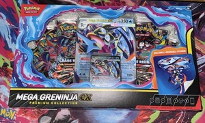 Pokemon Chaos Rising Mega Greninja ex Premium Collection Box 1 Promo 8 Packs