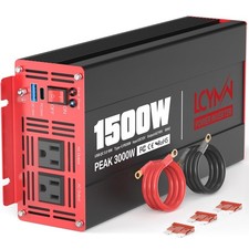 1500 Watt Power Inverter DC 12V to AC 110/120V with Dual Outlets USB-C 30W...