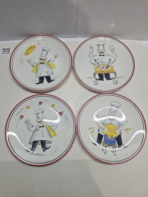 Tabletops Lifestyles Set of 4 PIZZA CHEF Plates Hand Crafted Beautifully 