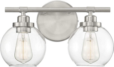 8-4050-2-SN Carson Mid-Century Modern Clear Glass Bathroom Vanity, 2-Light 120 T
