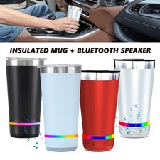 Stainless Steel Tumbler Bluetooth Speaker USB Rechargeable with Lid 16 oz