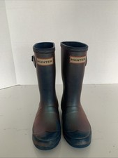 Hunter Boots For Kids Size 11B Blue With A Shimmer of Red.