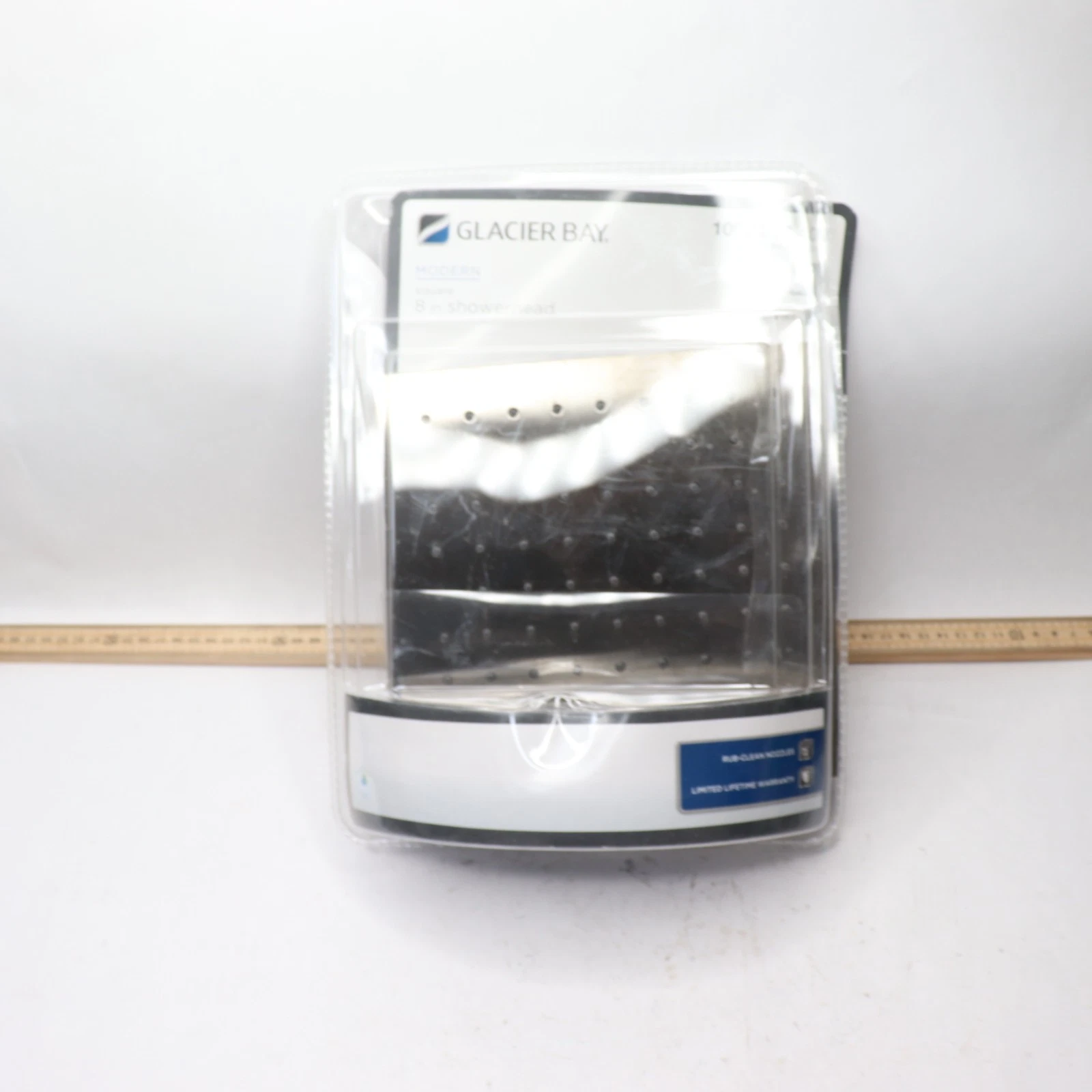 Glacier Bay 1-Spray Square Shower Head Rain Metal Nickel Brushed 8 1.8GPM