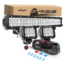 - ZH002 20Inch 126W Spot Flood Combo Off White - 1 Bar 2 Pods Wiring Kit
