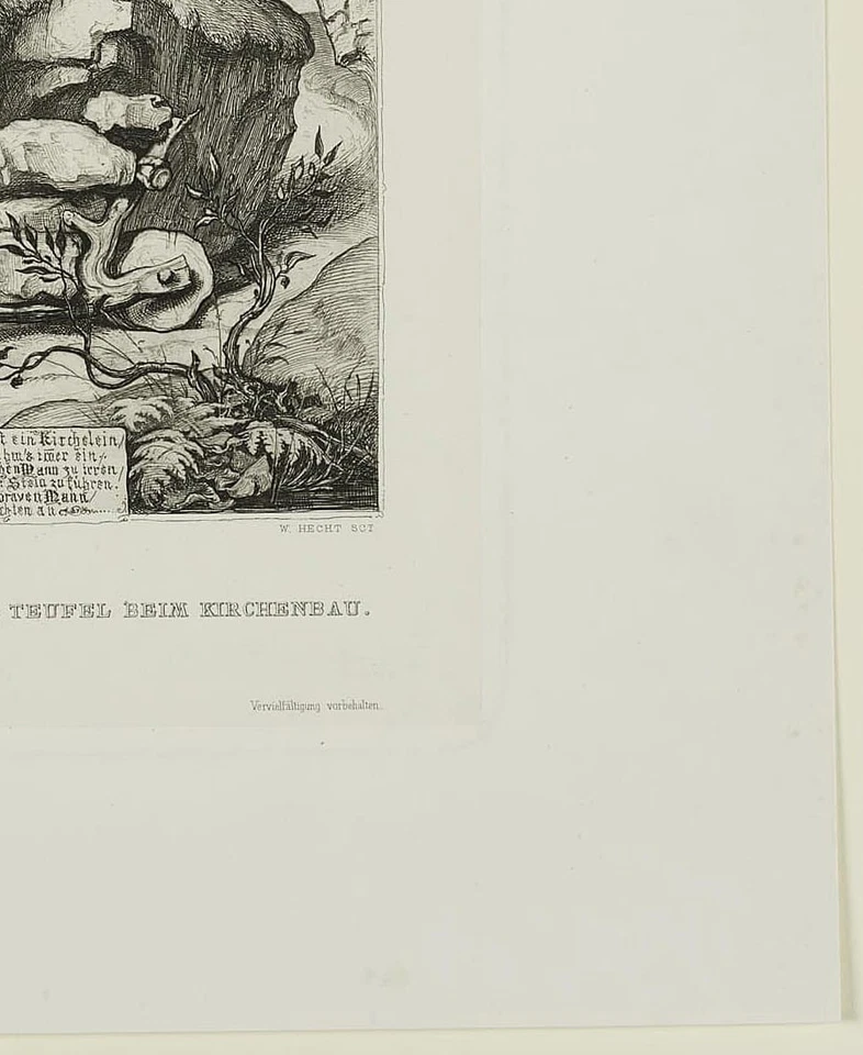 HECHT (*1843) nach SCHWIND (*1804), Der Teufel beim Kirchenbau, Rad. Romantik - Bild 3 von 4
