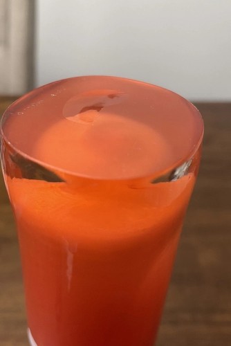 Makora Krosno Hand Made Tangerine Orange Glass Vintage Bottle Vase Poland Glows! - Picture 13 of 13