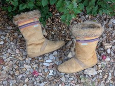 Vintage 70s/80s Tecnica Fur Apr s Ski Boots Italy Brown EU 42 Women's US 10 Mid