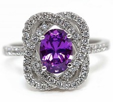 3CT Natural Amethyst  Topaz 925 Solid Sterling Silver Ring Jewelry Sz 8