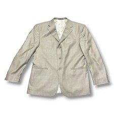Oscar de la Renta Silk Wool Beige Blazer Sport Coat Jacket Summer Wedding 44R
