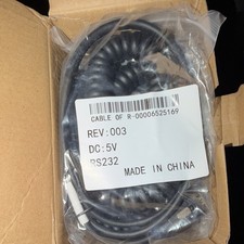 RS-232 Coiled Cable RJ-45 Male to DB9 Female 5V Rev 003 Black