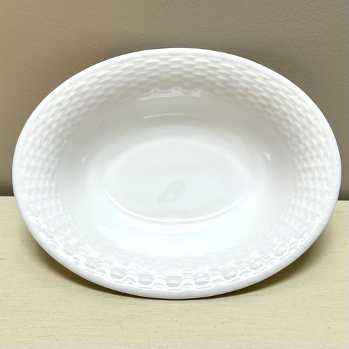 WEDGWOOD White Nantucket Basket Weave Geo. Davis Oval Serving Vegetable Bowl