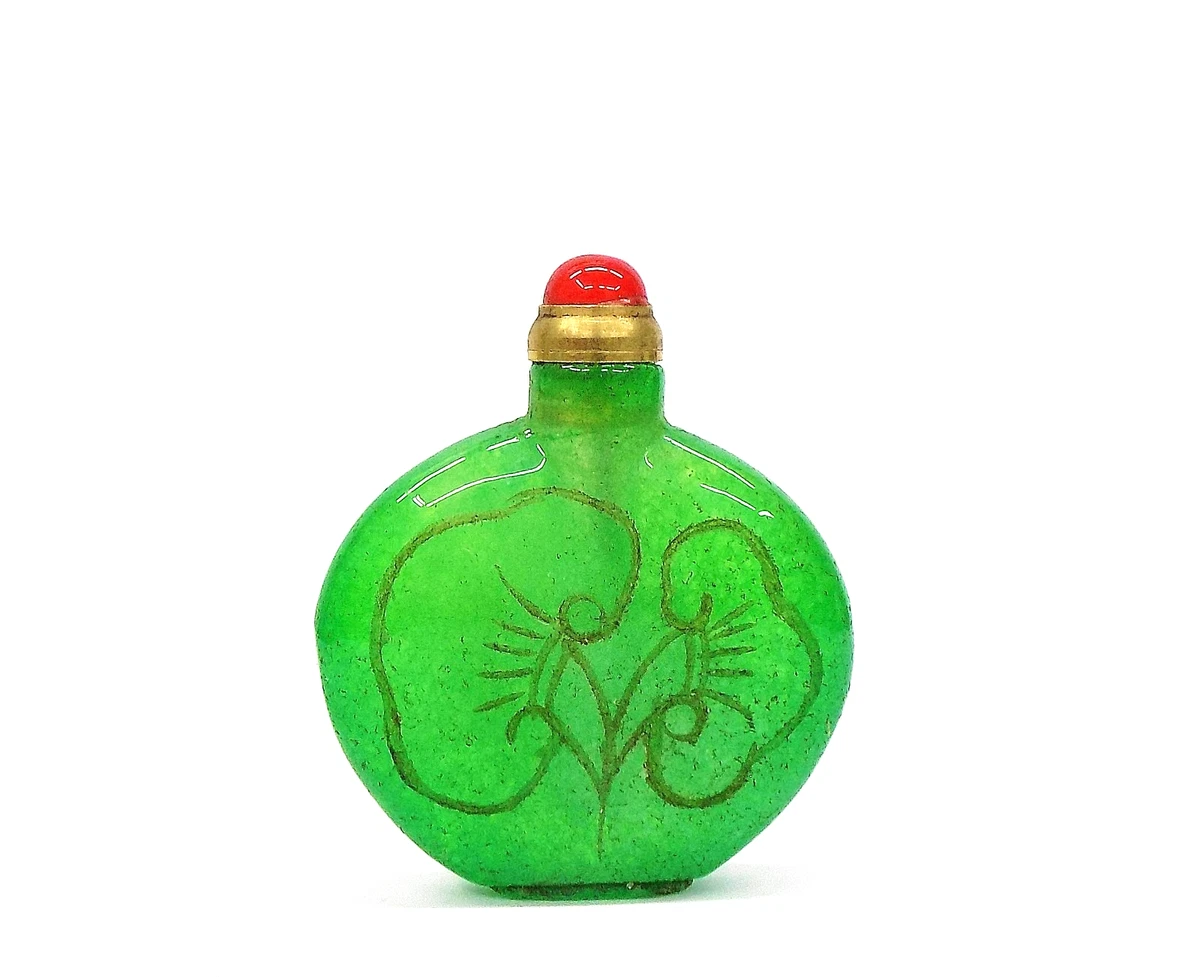 中国古玩 緑釉鼻煙香 高さ約5.4㎝ 東さ6-1014☆2F 中国古玩 緑釉鼻煙香