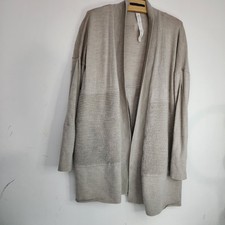 Lululemon Sit In Lotus Wrap II Merino Wool 6 Pockets ThumbHoles Beige Cardigan