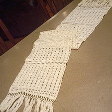 Vintage Crochet Lace Table Runner 11.5x58 Inches