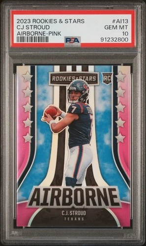 2023 PANINI ROOKIES & STARS AIRBORNE PINK #AI13 CJ STROUD ROOKIE RC 5/75 PSA 10