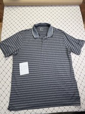 Nike Golf Polo Shirt Mens XL Black Gray Stripe Dri Fit Performance Athletic